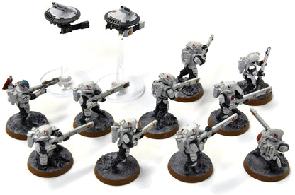 TAU EMPIRE 10 Fire Warriors #1 WELL PAINTED Warhammer 40K 8652