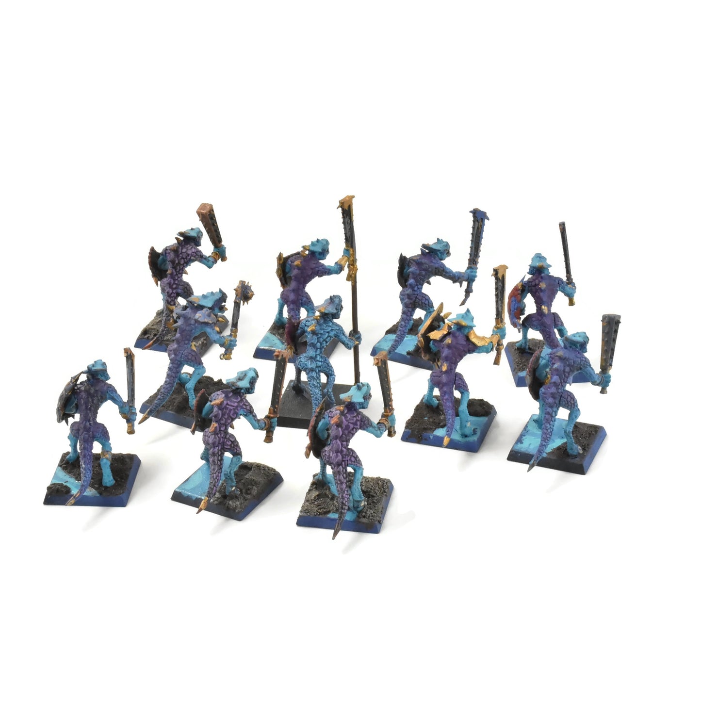 LIZARDMEN 11 Saurus Warriors #3 WELL PAINTED SIGMAR FANTASY