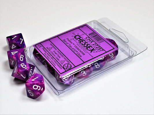 Festive 10 * D10 Violet / White Chessex Dice (CHX27257)