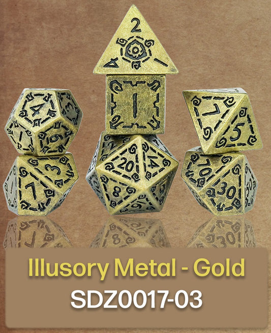 Sirius Dice Illusory Metal Gold 7-die Set