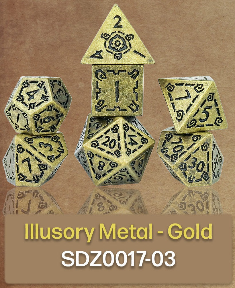 Sirius Dice Illusory Metal Gold 7-die Set