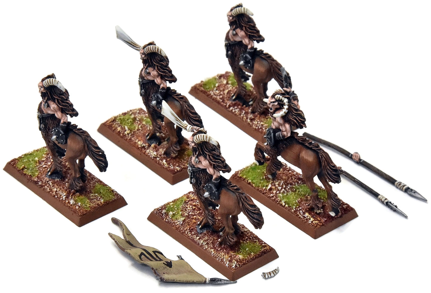 BEASTMEN 5 Centigor Herds #2 PRO PAINTED Metal reassembly missing some horns
