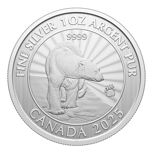 2025 The Majestic Polar Bear – 1 oz. $5 99.99% Pure Silver Coin