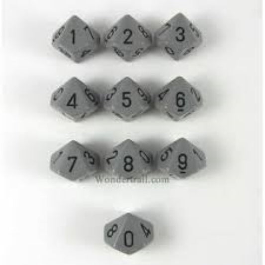 Opaque 10 * D10 Dark Grey / Black Chessex Dice (CHX26210)
