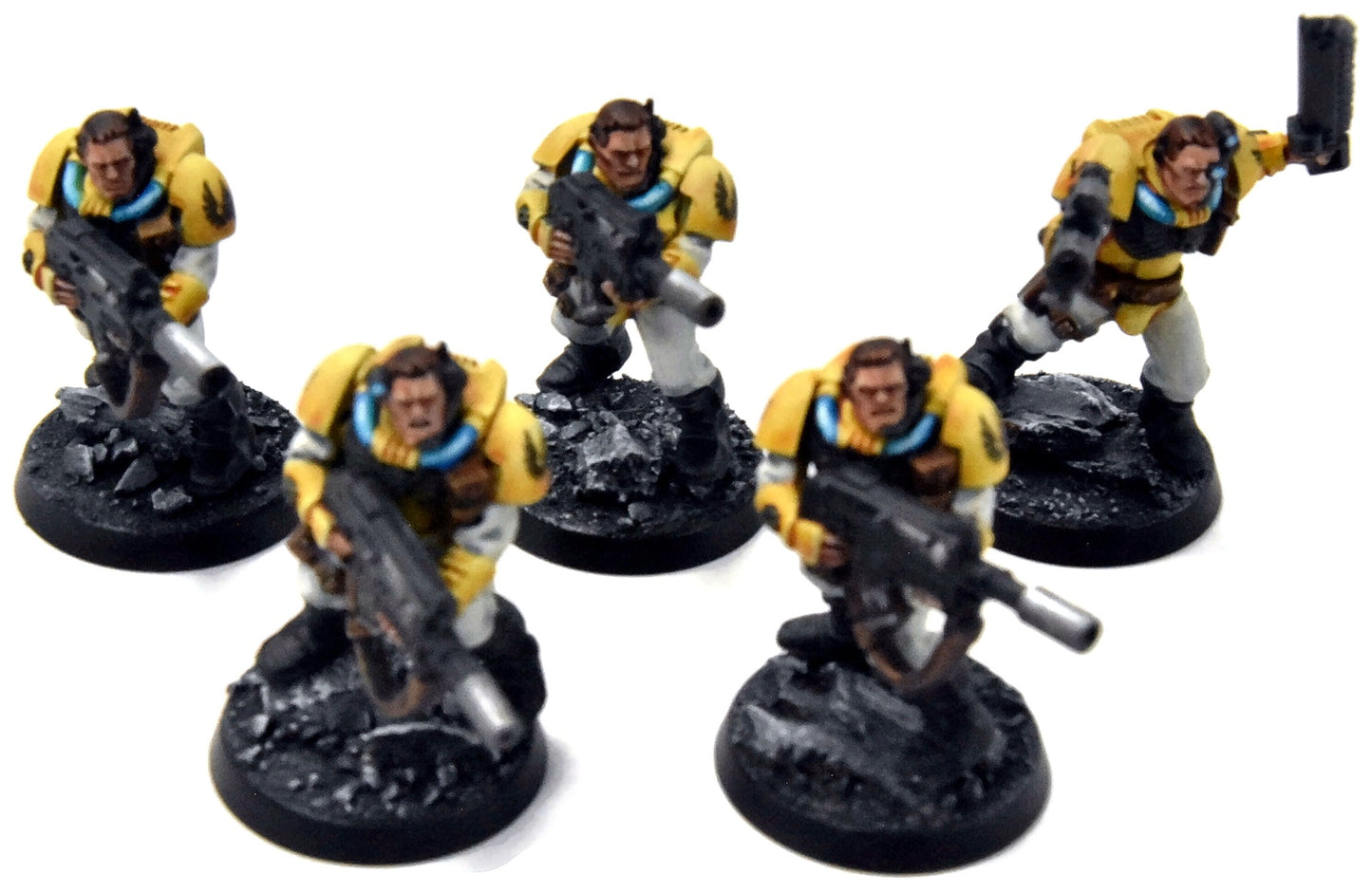 SPACE MARINES Imperial Fists 5 Scout Marines #2 WELL PAINTED Warhammer 40K