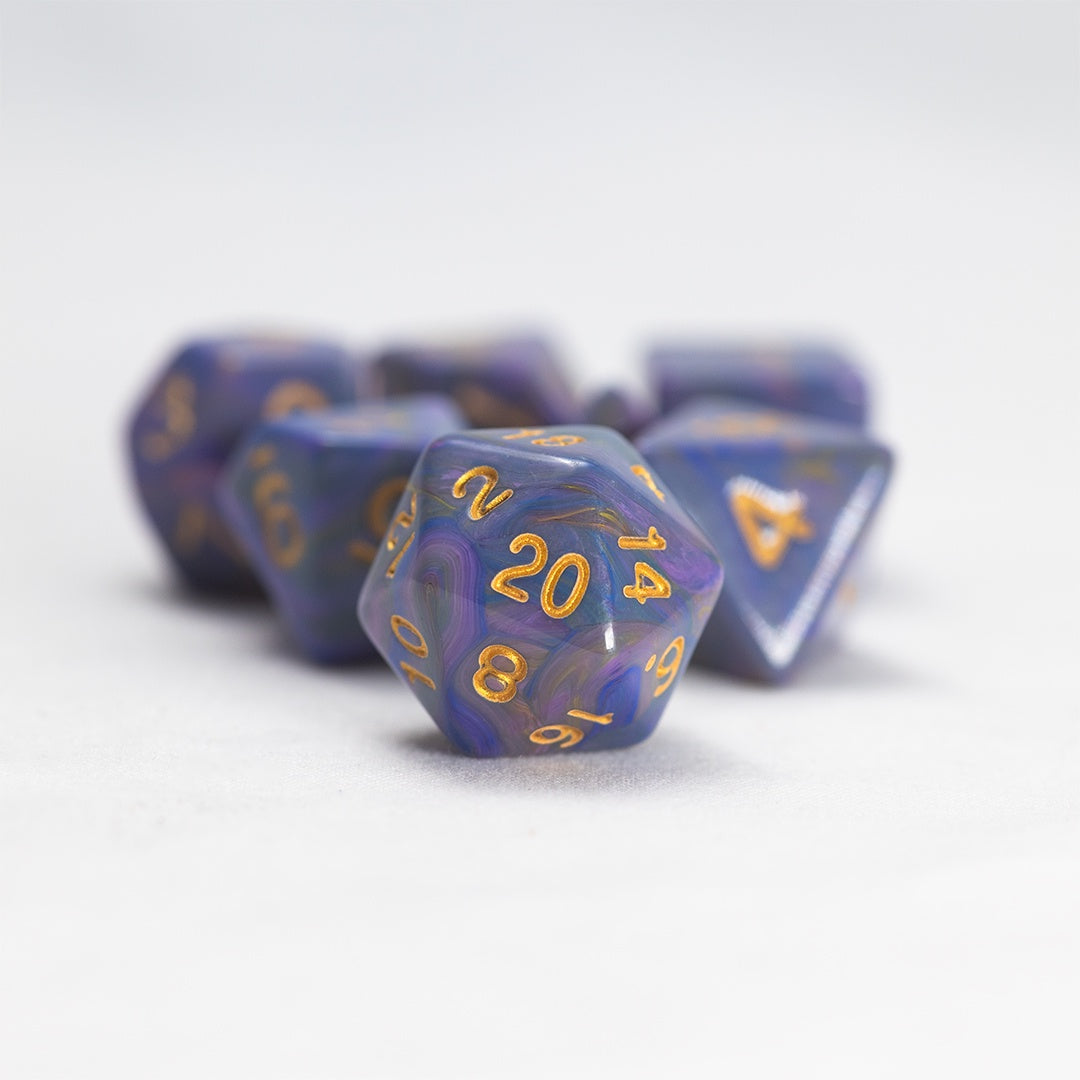 Sirius Dice Polyhedral Purple Unicorn 7-die Set