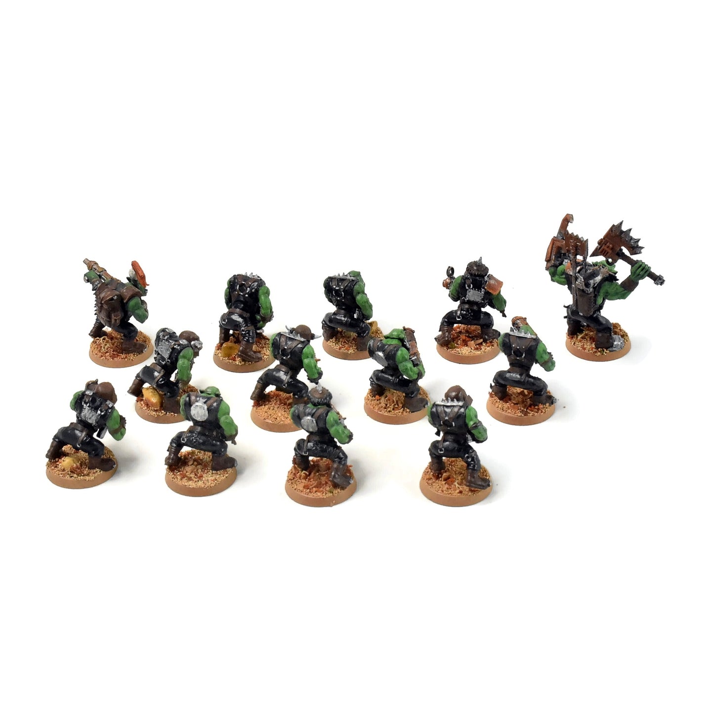ORKS 12 Ork Boyz Shootaz With Nob #14 WELL PAINTED 40K