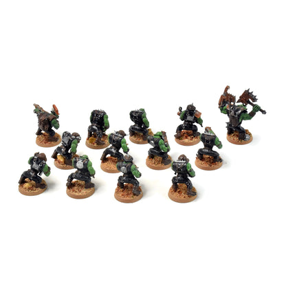 ORKS 12 Ork Boyz Shootaz With Nob #14 WELL PAINTED 40K
