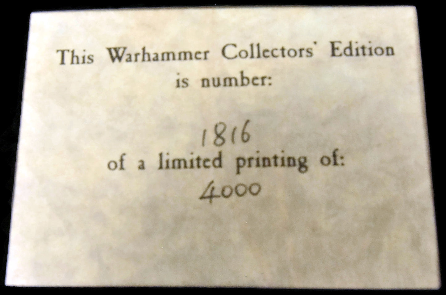 WARHAMMER Collectors Edition 1816/4000 Used