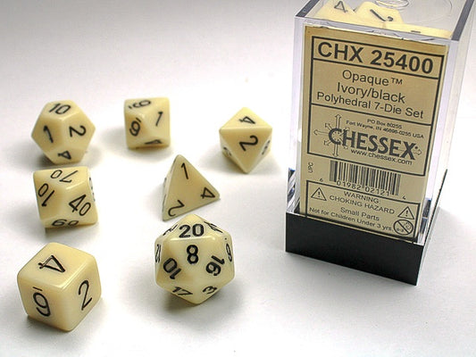 Opaque 7-Die Set Ivory / Black Chessex Dice (CHX25400)