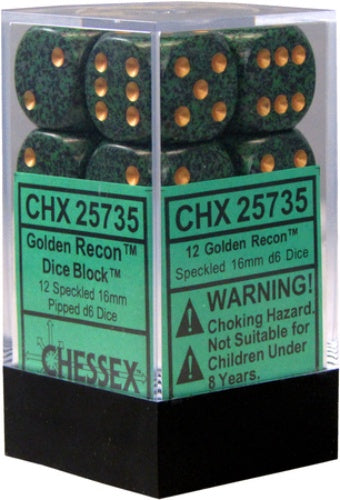 Speckled 12 * D6 Golden Recon 16mm Chessex Dice (CHX25735)