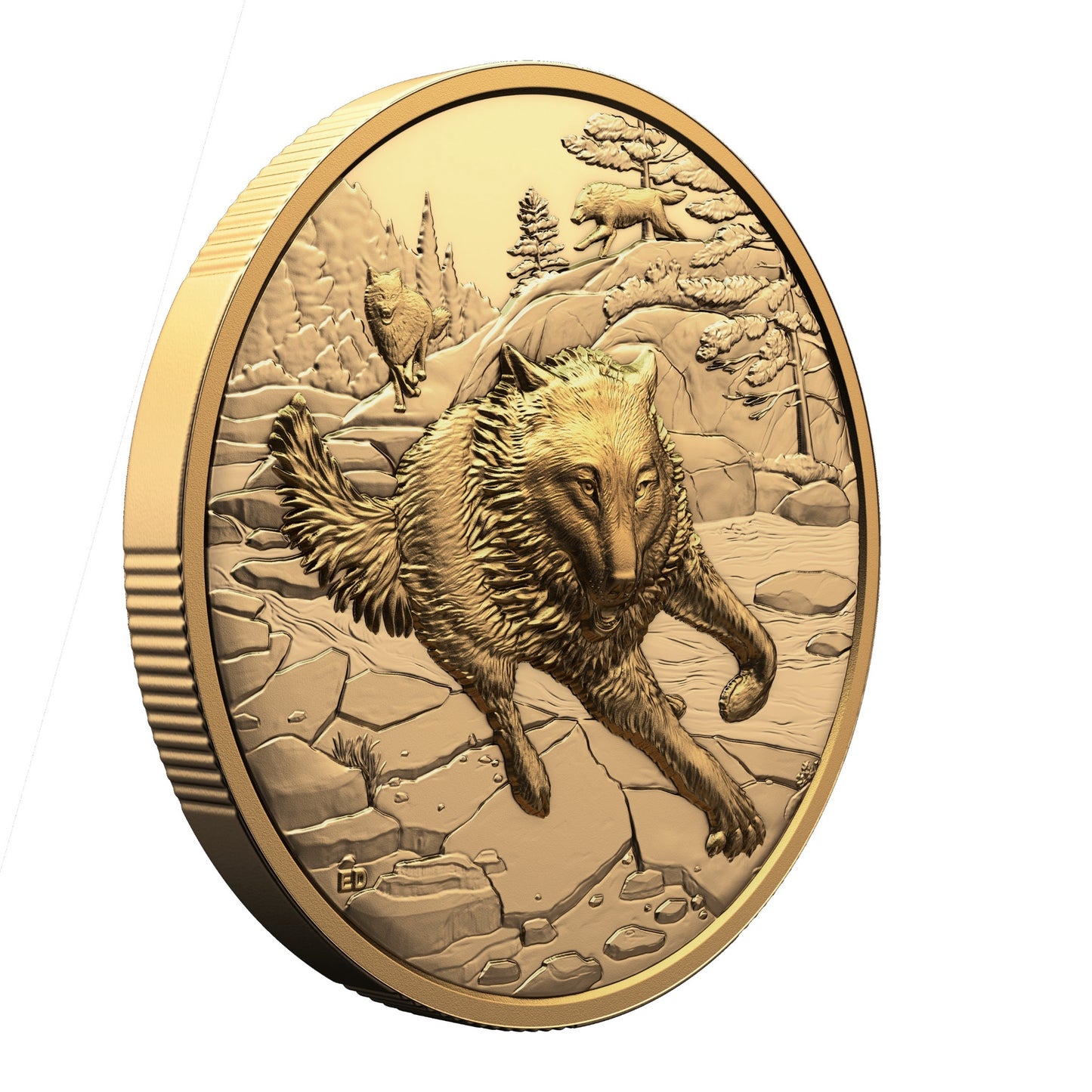 Great Hunters: Grey Wolf – 1 oz. Pure Gold Ultra High Relief Coin