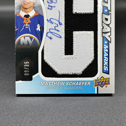 2025-26 UD GAME USED Matthew Schaefer C Draft Day Marks  /35 DDM