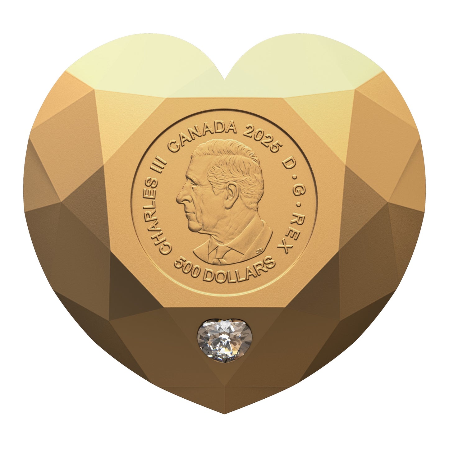 $500 Pure Gold Diamond-Shaped Coin – Heart Diamond