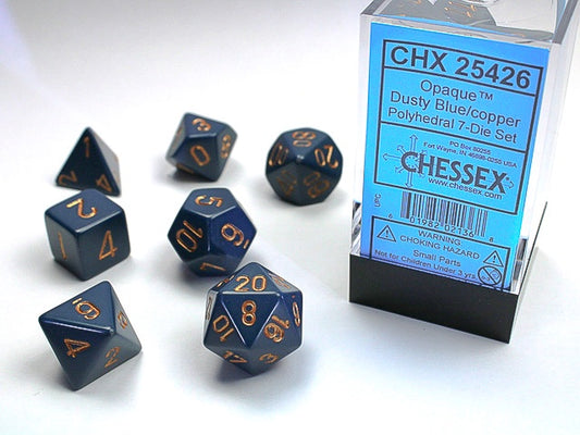Opaque 7-Die Set Dusty Blue / Copper Chessex Dice (CHX25426)