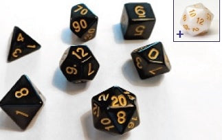 Sirius Dice Solid Black With Gold Ink 7-die Set