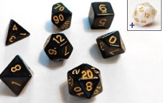 Sirius Dice Solid Black With Gold Ink 7-die Set