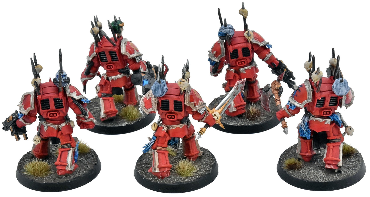 CHAOS SPACE MARINES 5 Chaos Terminators Squad #1 WELL PAINTED 40K