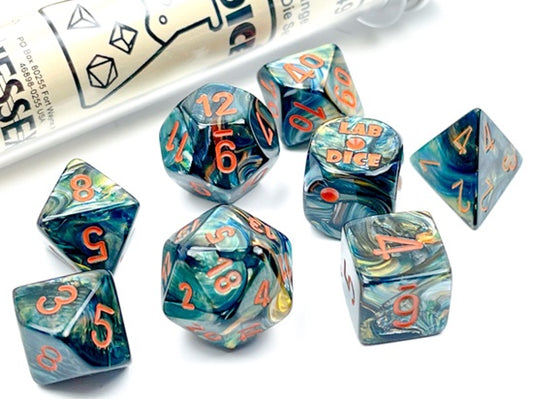 Lustrous 7-Die Set Alpestris/ Orange Chessex Dice (CHX30049)