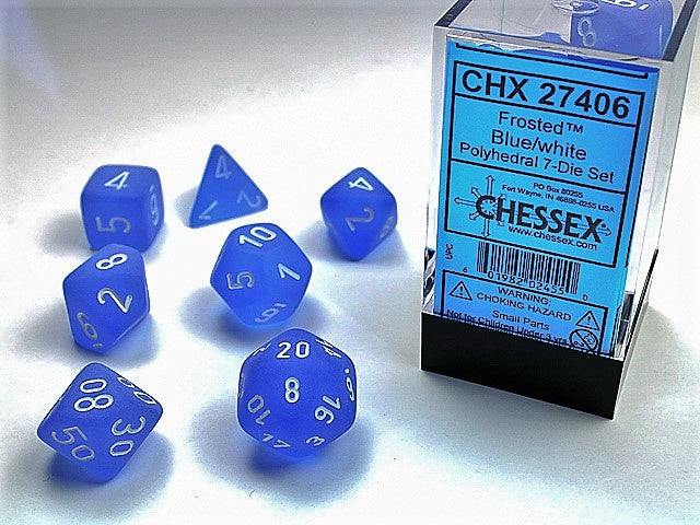 Frosted 7-Die Set Blue / White Chessex Dice (CHX27406)