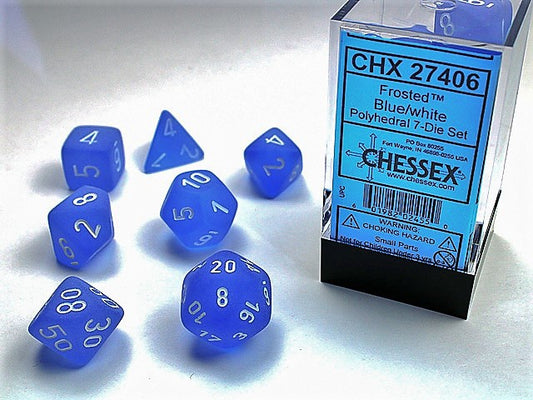 Frosted 7-Die Set Blue / White Chessex Dice (CHX27406)