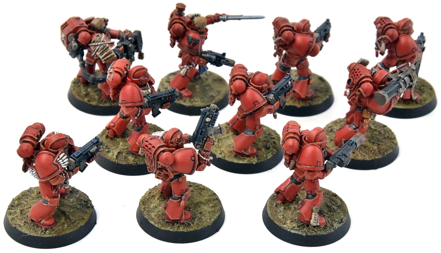 BLOOD ANGELS 10 Tactical Space Marines #2 WELL PAINTED Warhammer 40K