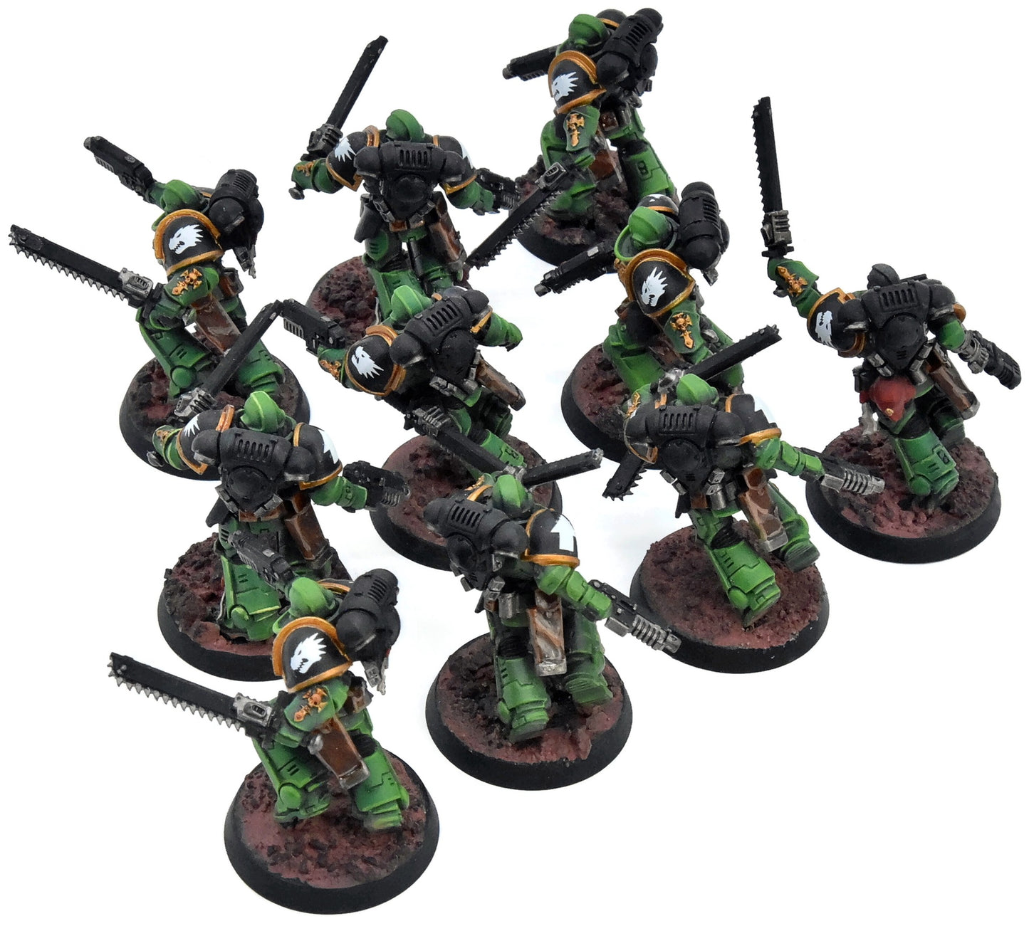 SPACE MARINES 10 Assault Intercessors #1 WELL PAINTED Warhammer 40K salamanders