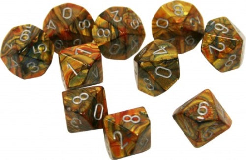 Lustrous 10 * D10 Gold / Silver Chessex Dice (CHX27293)