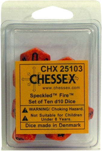 Speckled 10 * D10 Fire Chessex Dice (CHX25103)