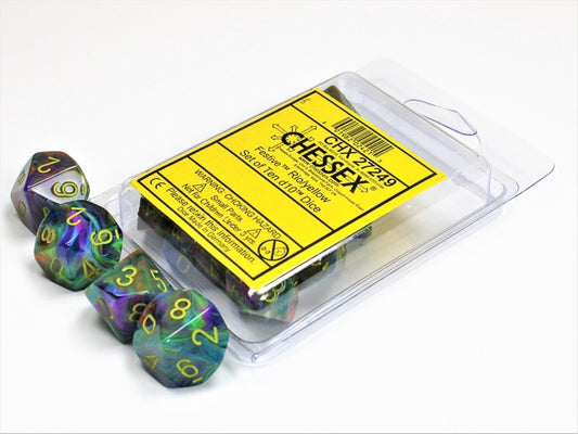 Festive 10 * D10 Rio W / Yellow Chessex Dice (CHX27249)