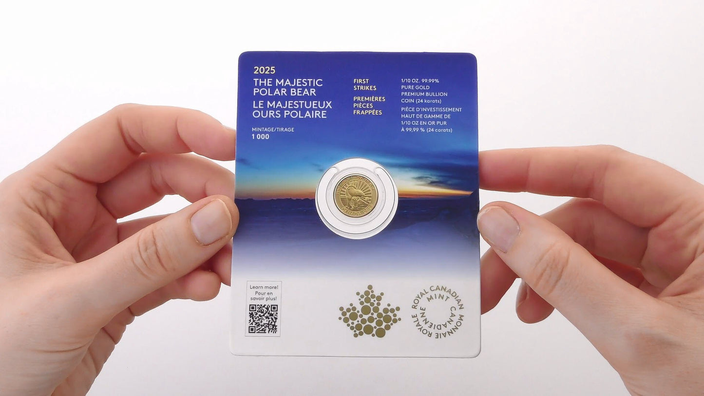 2025 The Majestic Polar Bear: First Strikes – 1/10 oz. 99.99% Pure Gold Coin (Premium Bullion)