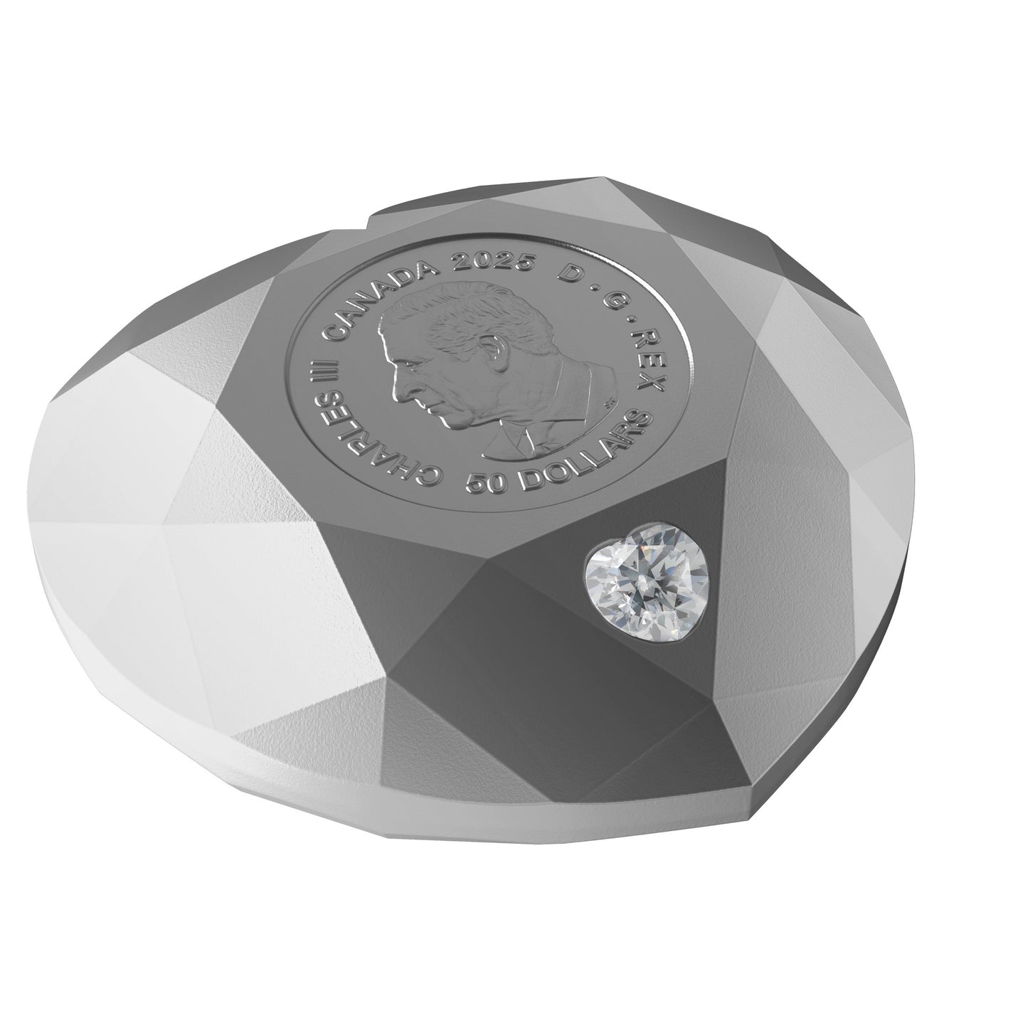 $50 Fine Silver Diamond Shaped Coin – Heart Diamond