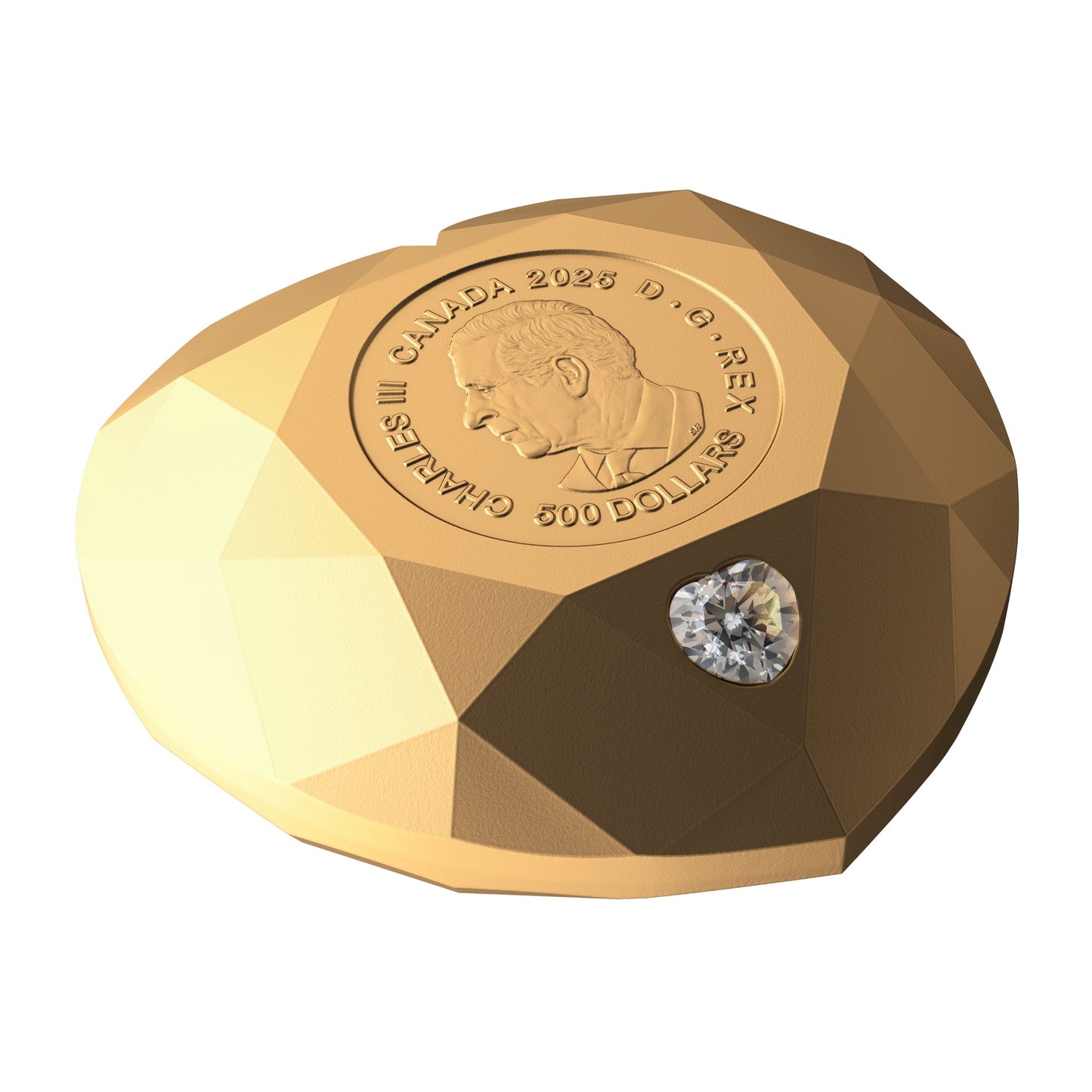$500 Pure Gold Diamond-Shaped Coin – Heart Diamond