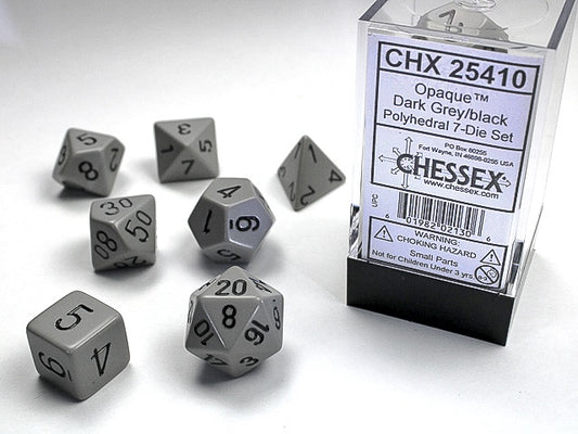 Opaque 7-Die Set Dark Grey / Black Chessex Dice (CHX25410)