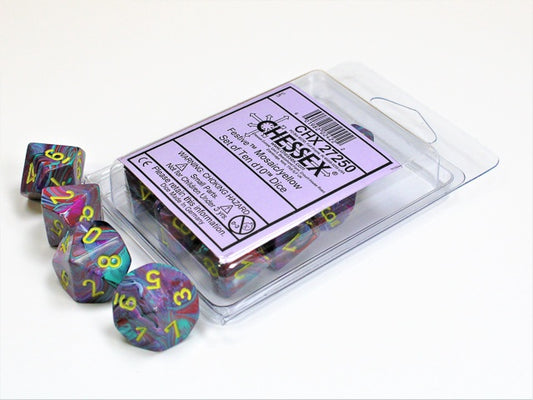 Festive 10 * D10 Mosaic / Yellow Chessex Dice (CHX27250)