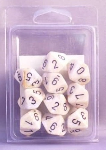 Marble 10 * D10 Ivory / Black Chessex Dice (CHX27202)
