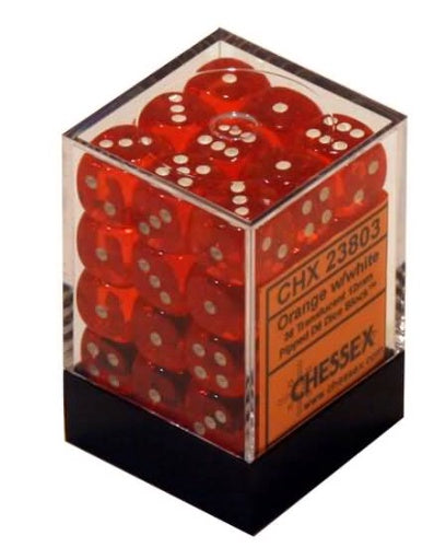 Translucent 36 * D6 Orange / White 12mm Chessex Dice (CHX23803)