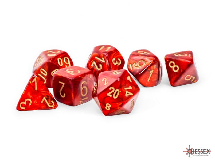 Mega-hedral Scarab 7-Die Set Scarlet / Gold Chessex Dice (CHX22414)