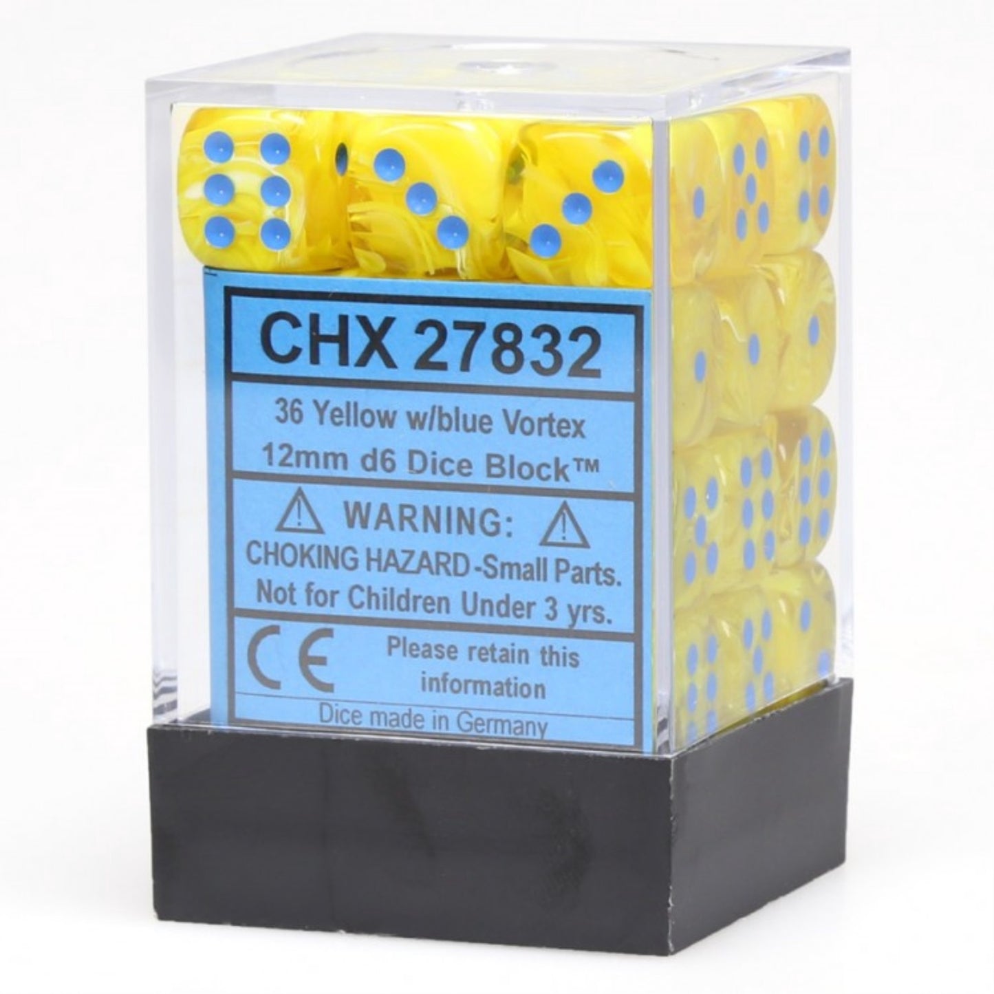 Vortex 36 * D6 Yellow / Blue 12mm Chessex Dice (CHX27832)