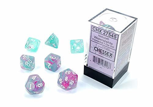 Nebula 7-Die Set Wisteria / White Luminary (2021) Chessex Dice (CHX27545)